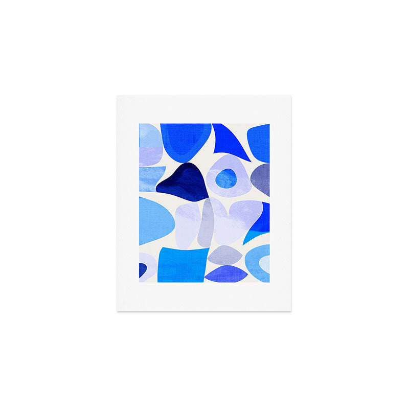 mid century modern organic blue Art Print Gallery Image 1