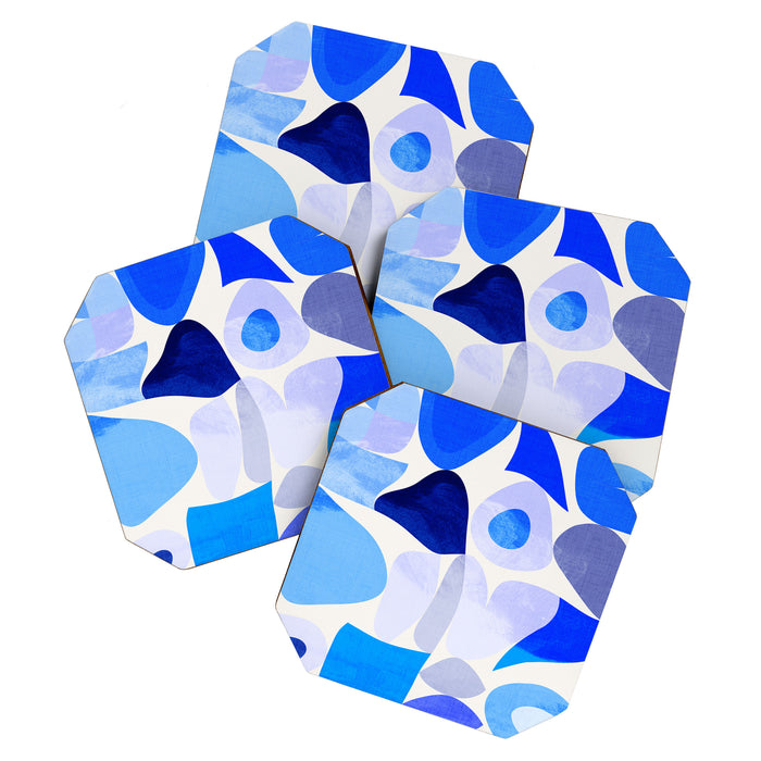 mid century modern organic blue Coaster Gallery Image 1