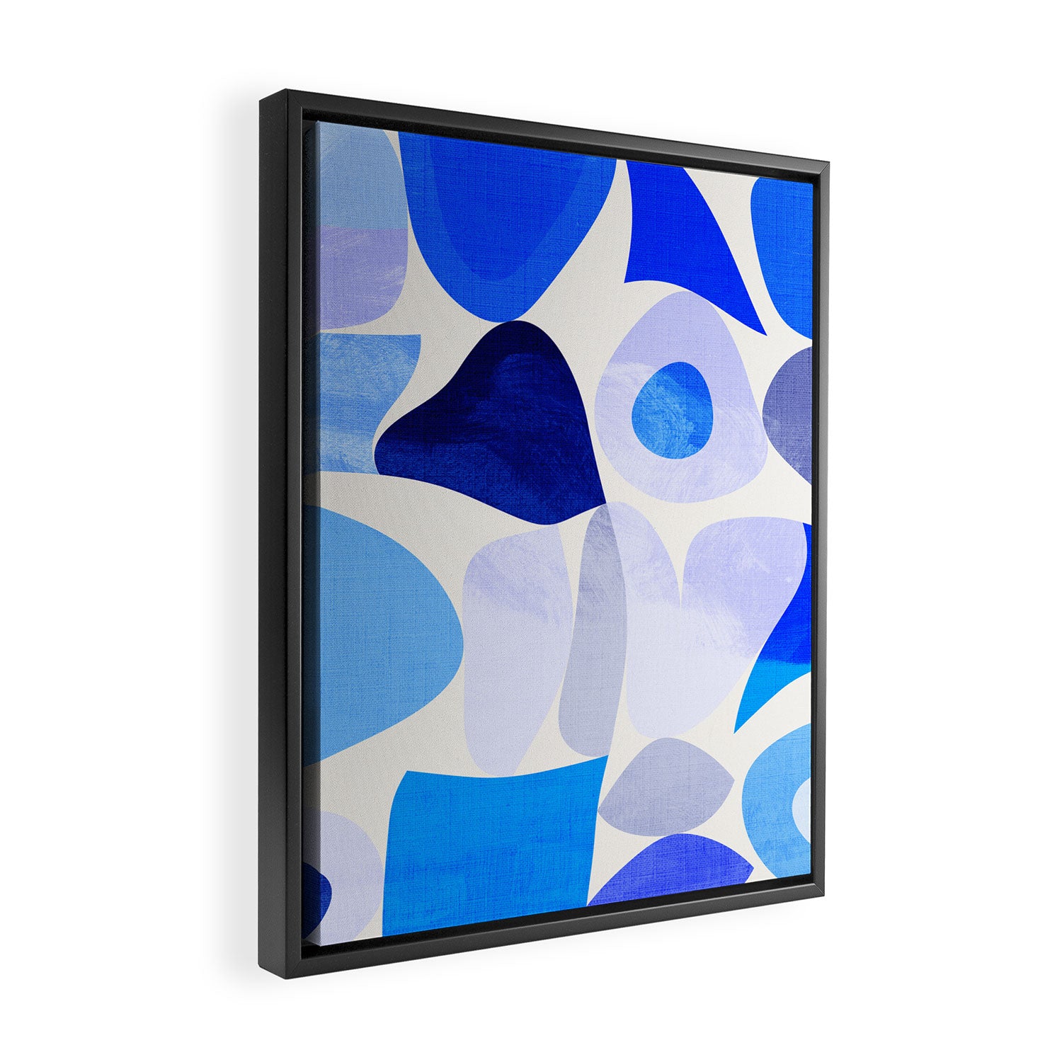 mid century modern organic blue Framed Canvas Print Gallery Image 2