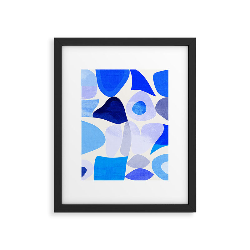 mid century modern organic blue Framed Art Print Gallery Image 4