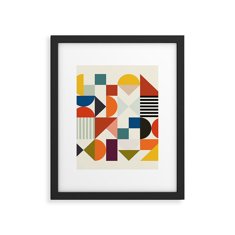 mid century retro shapes geometric Framed Art Print Gallery Image 4