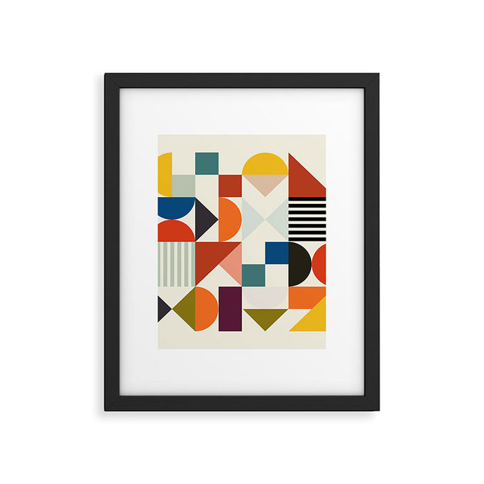 mid century retro shapes geometric Framed Art Print Gallery Image 1