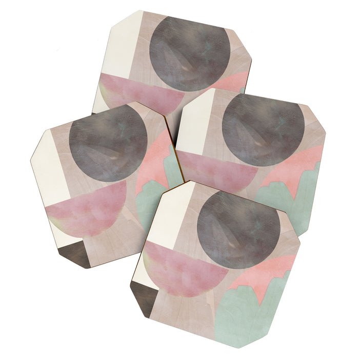 mid century scandi winter shapes painted 3 Coaster Gallery Image 1
