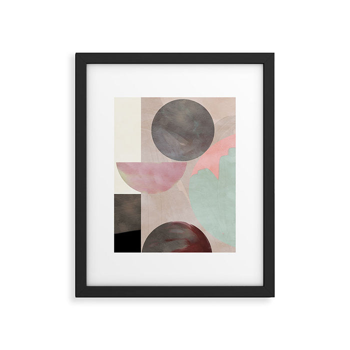 mid century scandi winter shapes painted 3 Framed Art Print Gallery Image 1