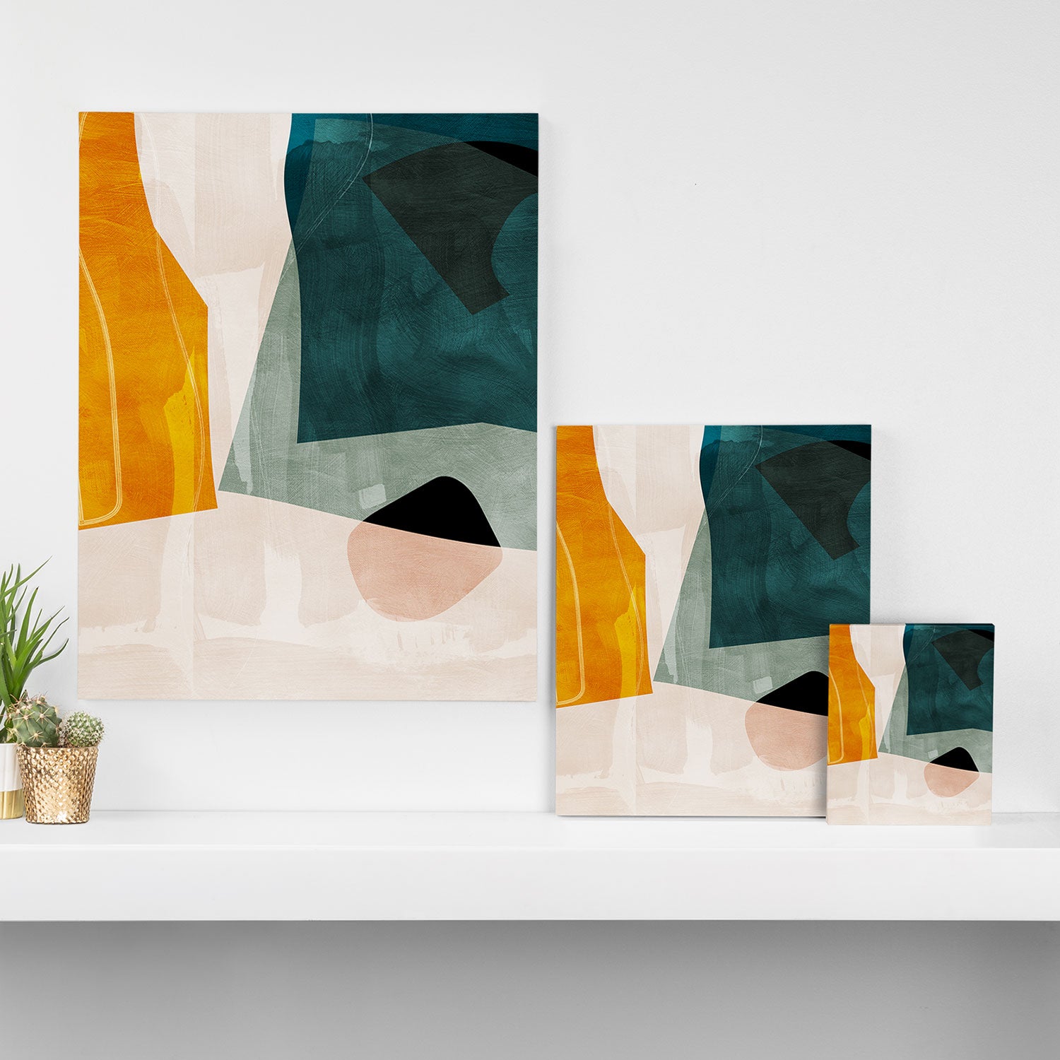 mid century shapes abstract painting 3 Canvas Print Gallery Image 3