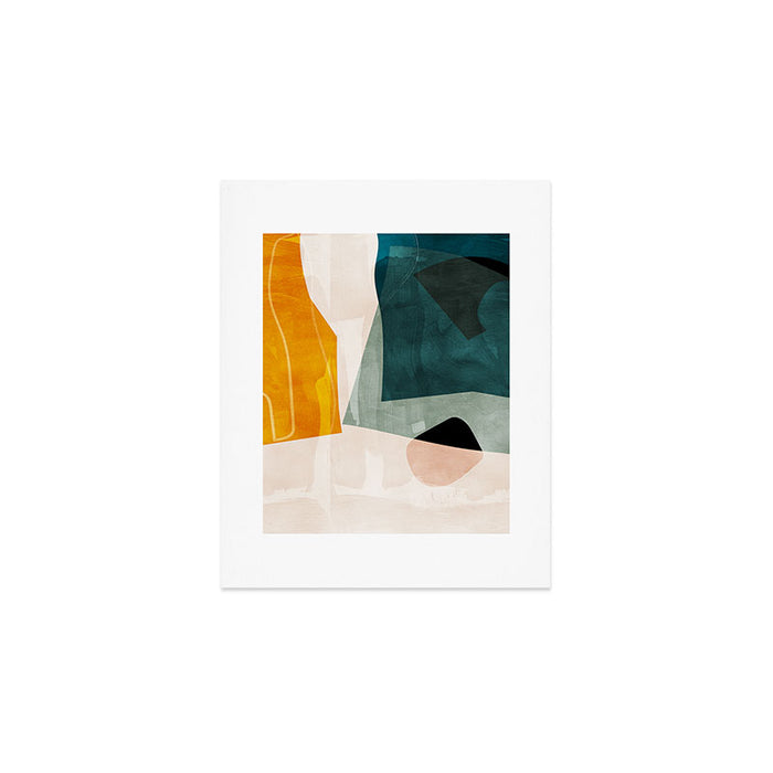 mid century shapes abstract painting 3 Art Print Gallery Image 1
