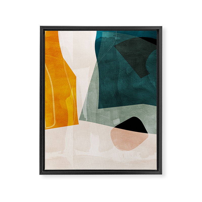 mid century shapes abstract painting 3 Framed Canvas Print Gallery Image 8