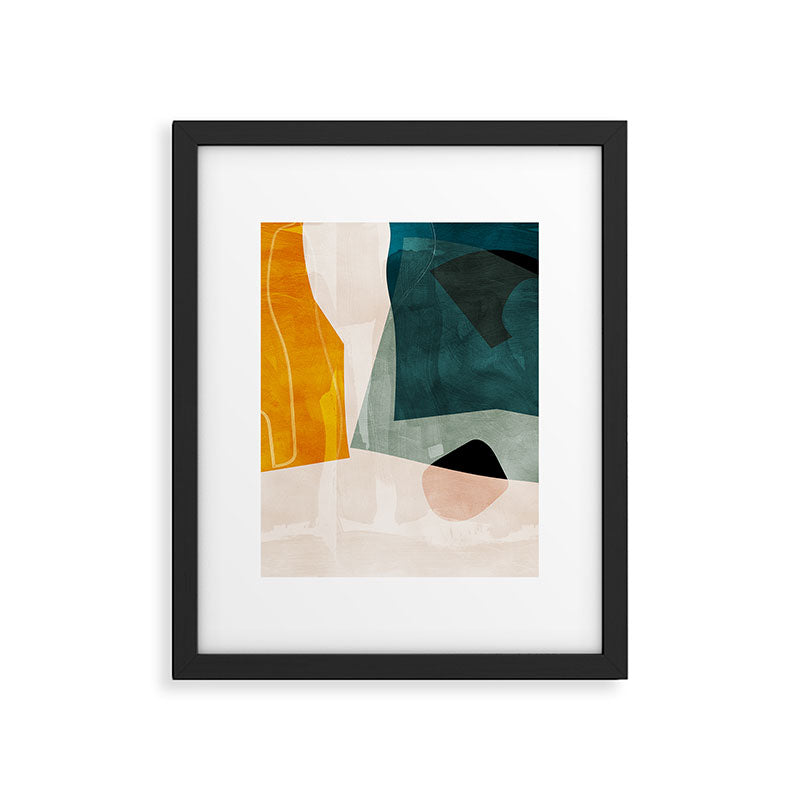 mid century shapes abstract painting 3 Framed Art Print Gallery Image 4