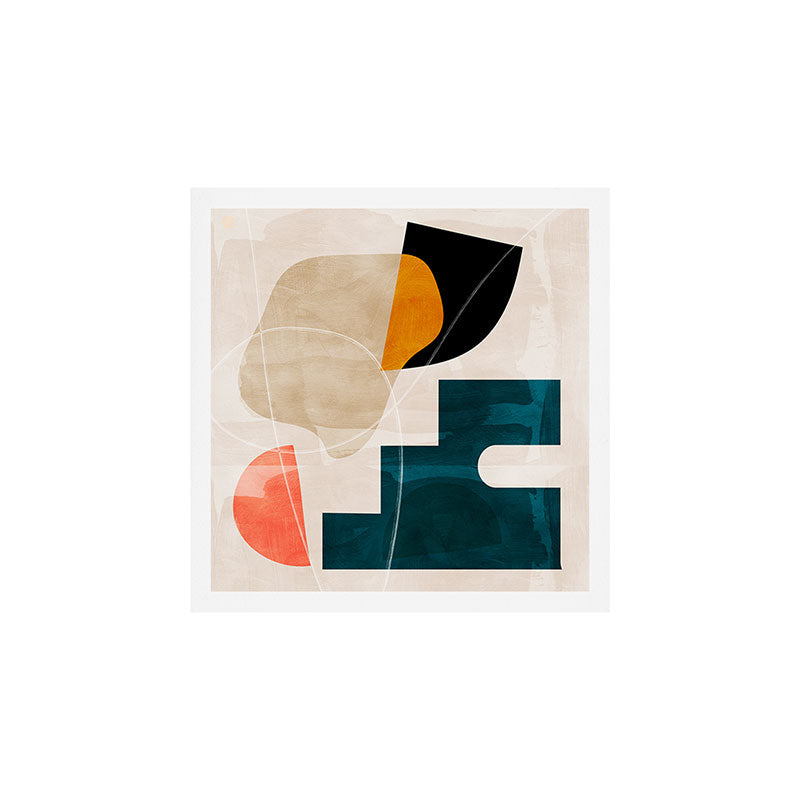 mid century shapes abstract painting Art Print Gallery Image 1