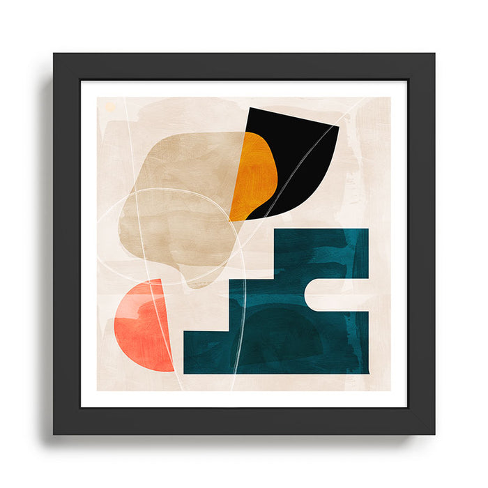 mid century shapes abstract painting Framed Art Print Gallery Image 1