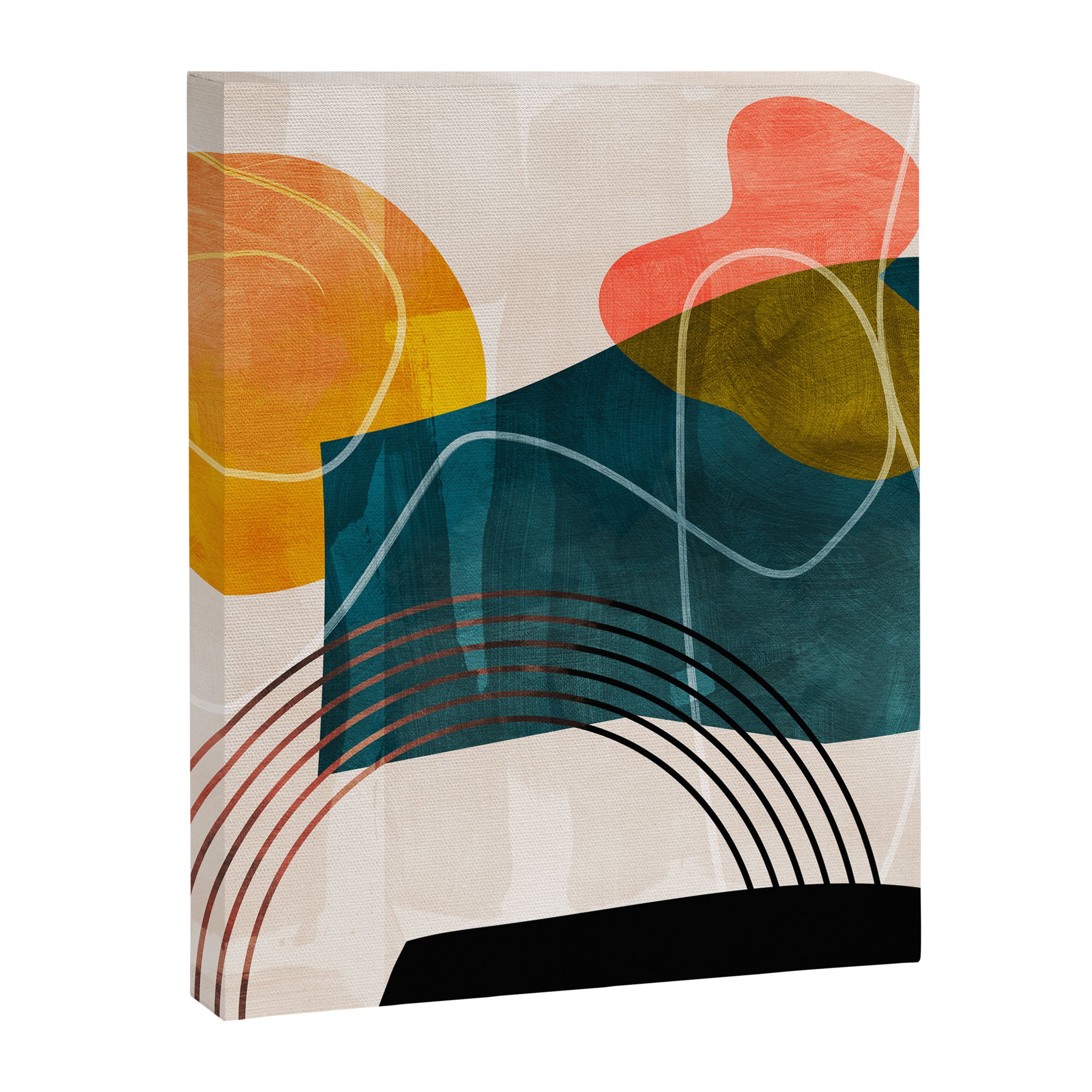 mid century shapes abstract painting Canvas Print Gallery Image 8