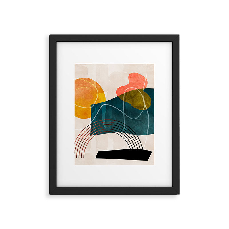 mid century shapes abstract painting Framed Art Print Gallery Image 6