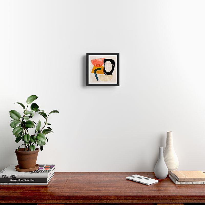 mid century shapes abstract painting Framed Art Print Gallery Image 2