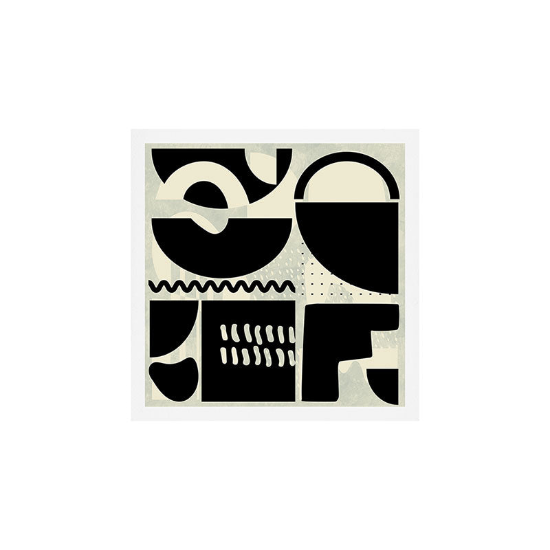 mid century shapes black white abstract art Art Print Gallery Image 1