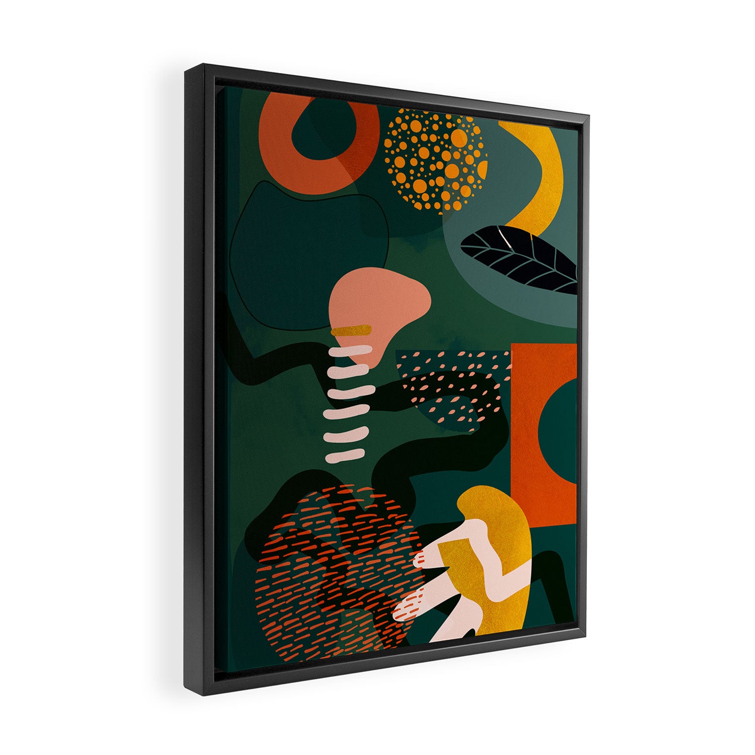 mid century shapes garden party Framed Canvas Print Gallery Image 2