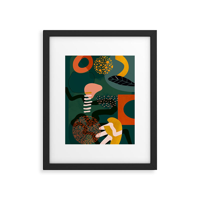 mid century shapes garden party Framed Art Print Gallery Image 5