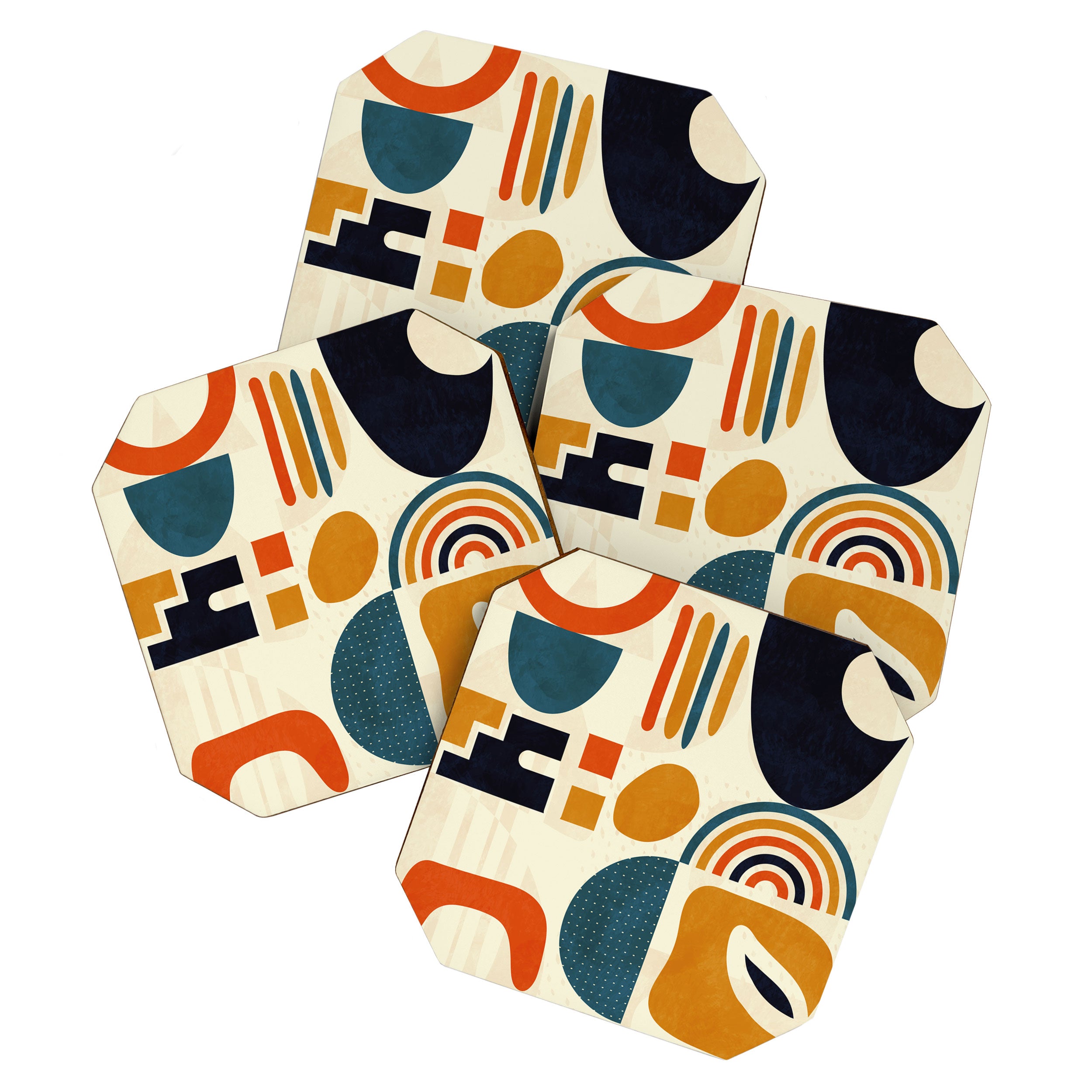 mid century shapes geometric abstract color 3 Coaster Gallery Image 1