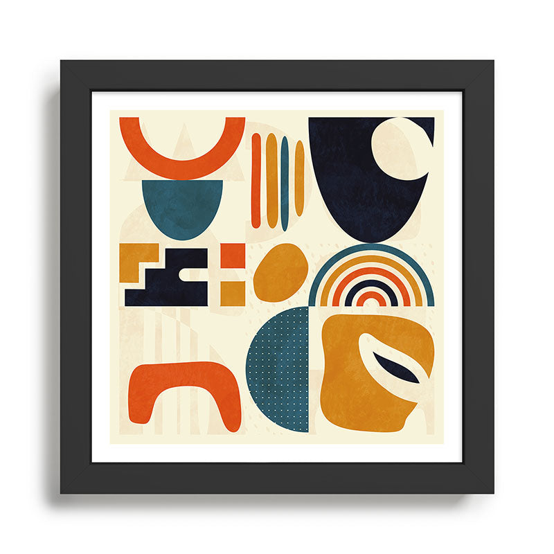 mid century shapes geometric abstract color 3 Framed Art Print Gallery Image 1