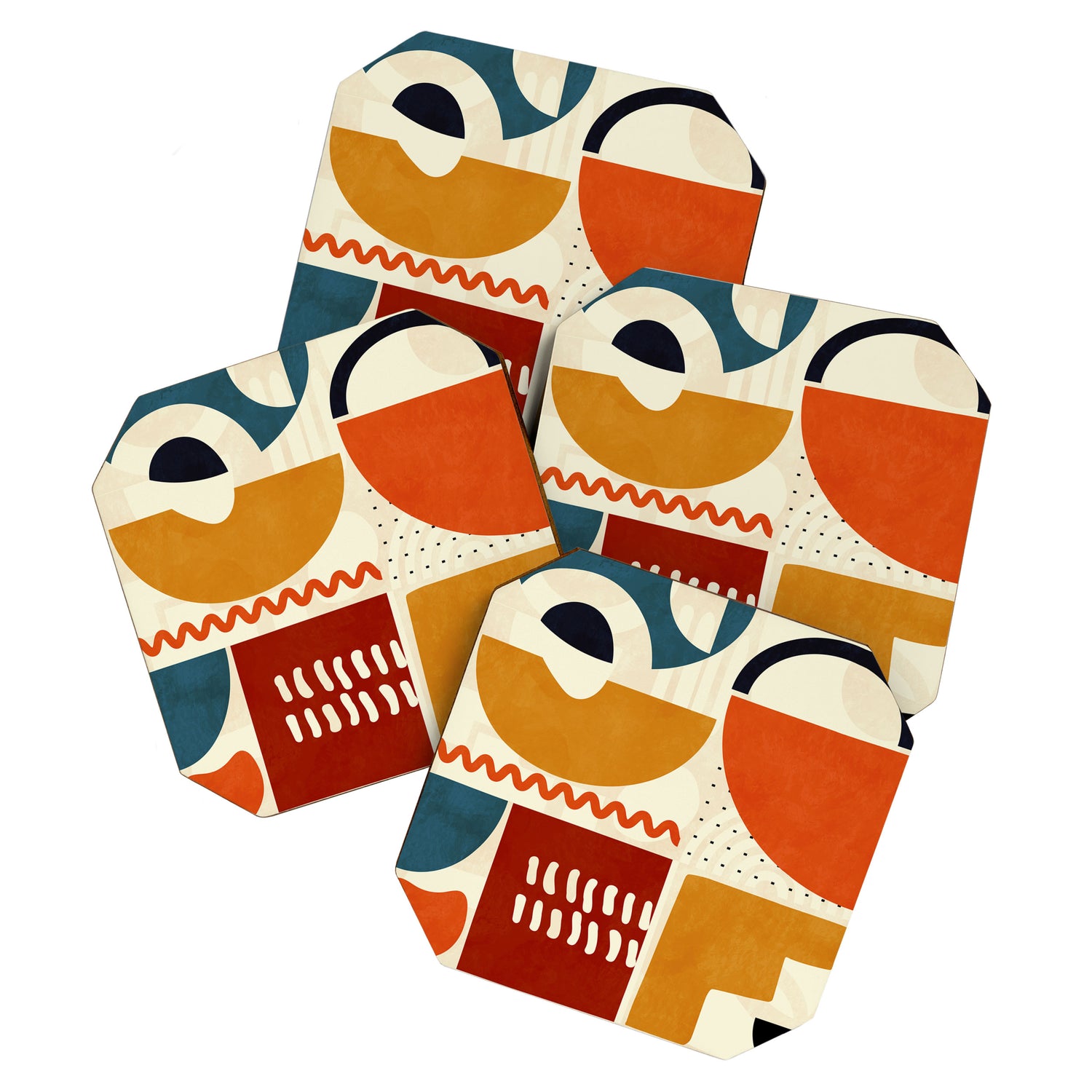 mid century shapes geometric abstract color 2 Coaster Gallery Image 1