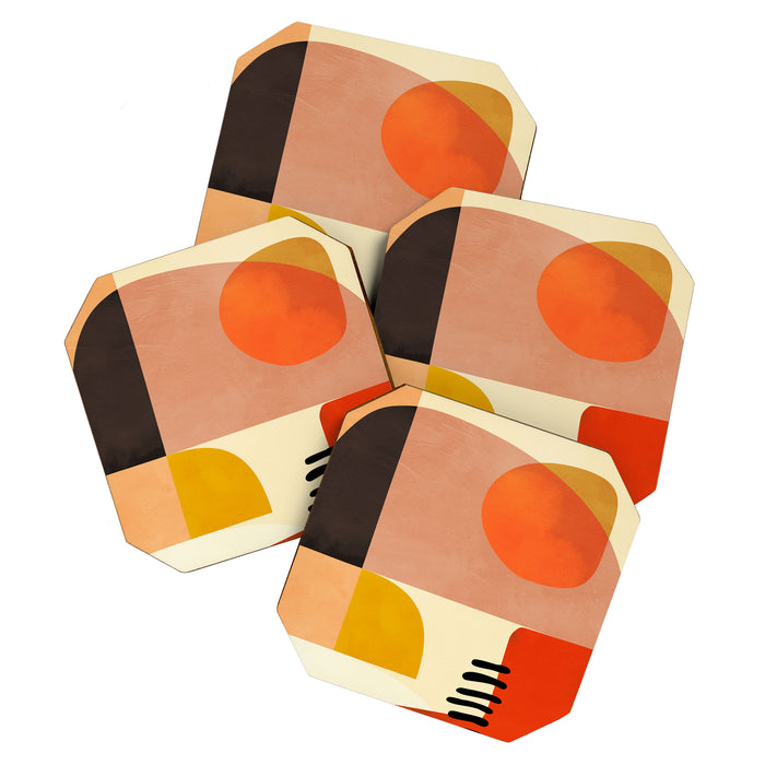mid century shapes moon Coaster Gallery Image 1