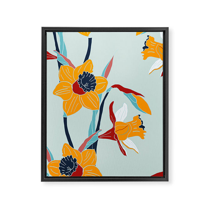 Mid Century spring floral Framed Canvas Print Gallery Image 1