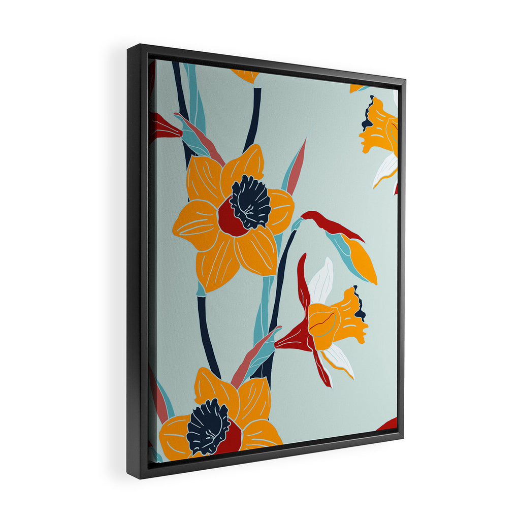 Mid Century spring floral Framed Canvas Print Gallery Image 2