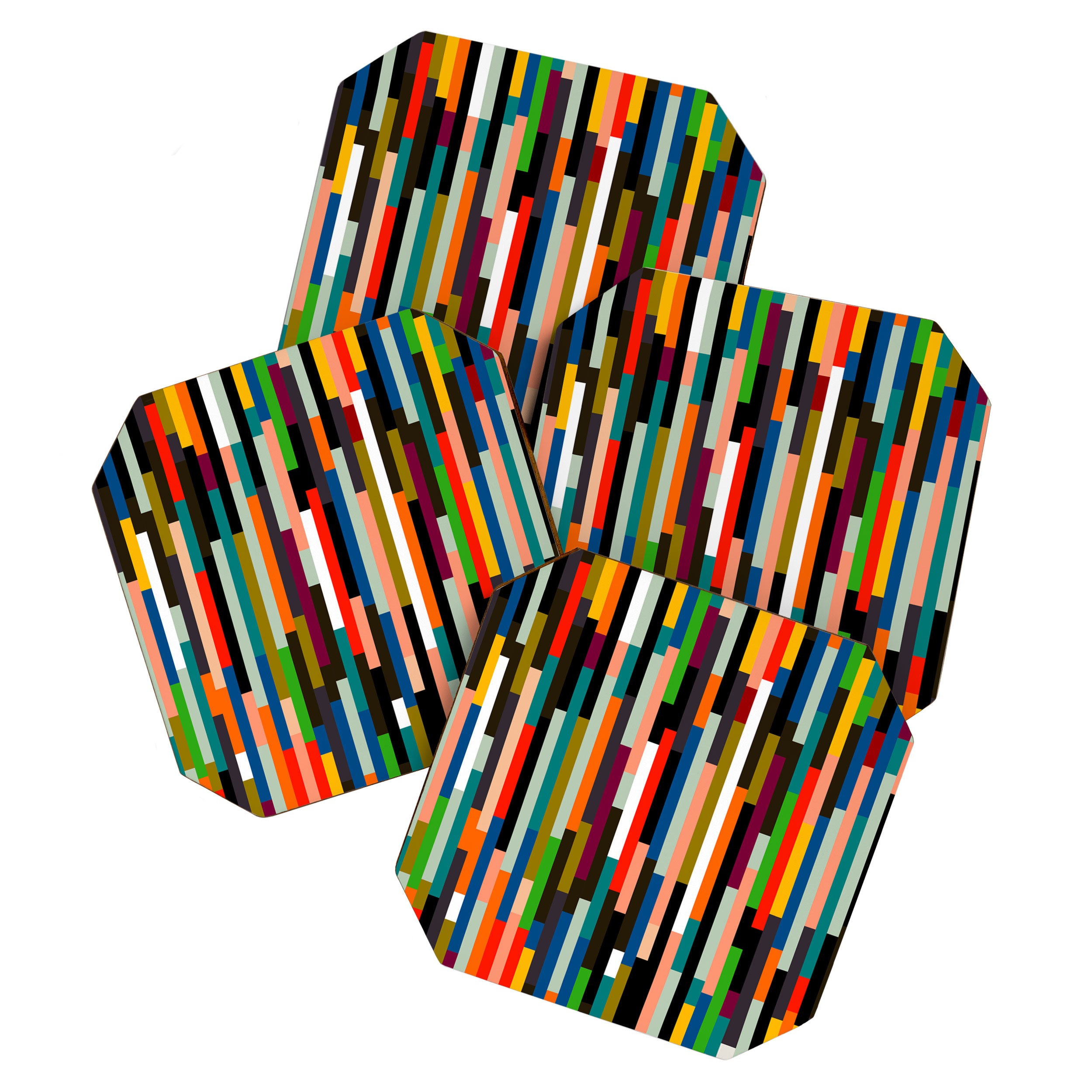 mid century stripes geometry retro Coaster Gallery Image 1