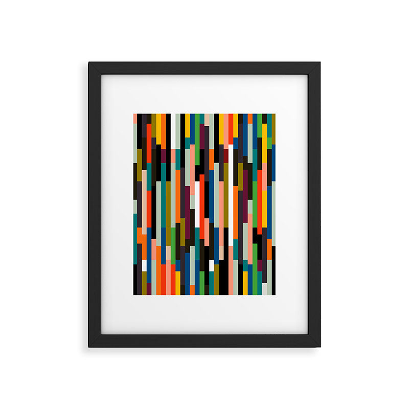 mid century stripes geometry retro Framed Art Print Gallery Image 4