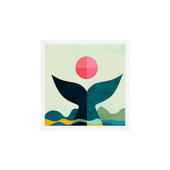 mid century whale sun sea Art Print Gallery Image 1