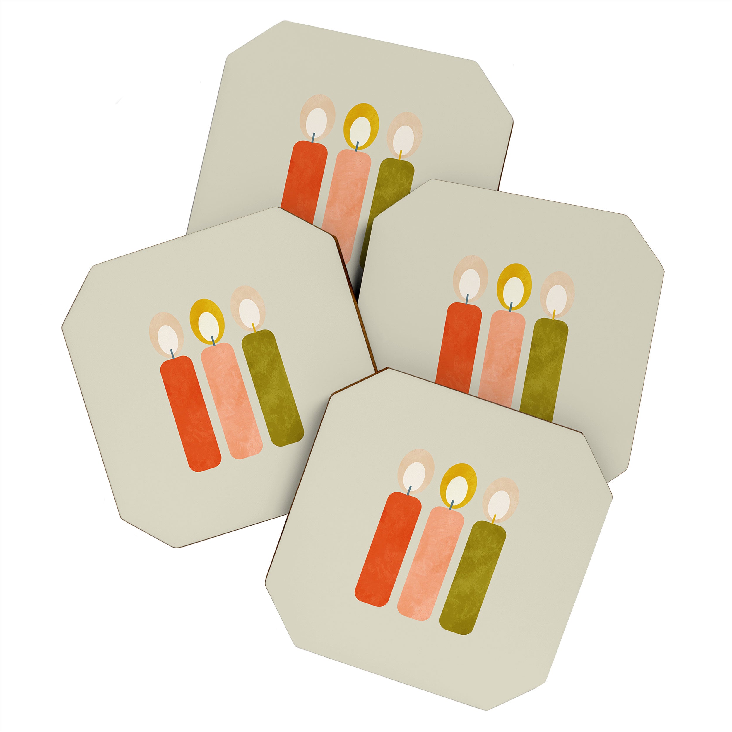 mid century xmas contemporary candle Coaster Gallery Image 1