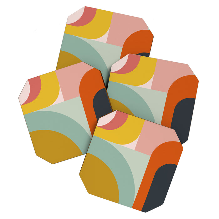 mid mod geometric shapes summer Coaster Gallery Image 1