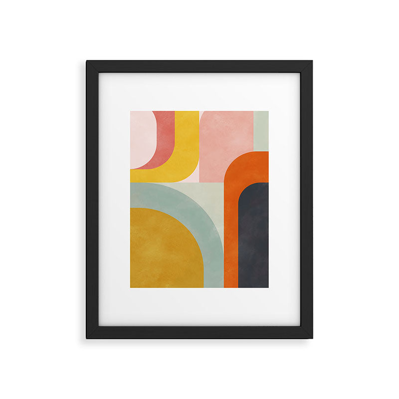 mid mod geometric shapes summer Framed Art Print Gallery Image 5