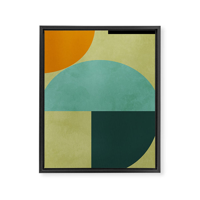 mid mod geometry green teal nature 2 Framed Canvas Print Gallery Image 1
