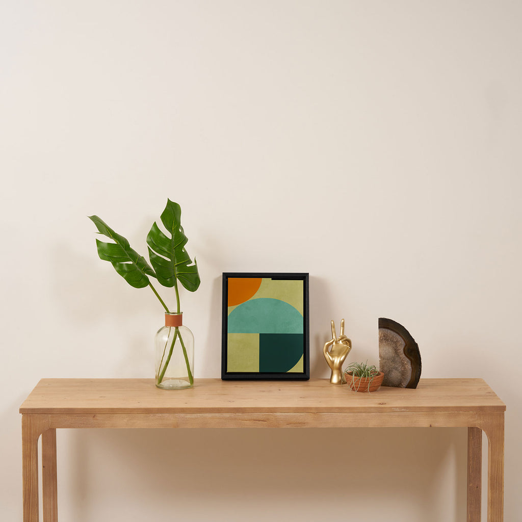 mid mod geometry green teal nature 2 Framed Canvas Print Gallery Image 4