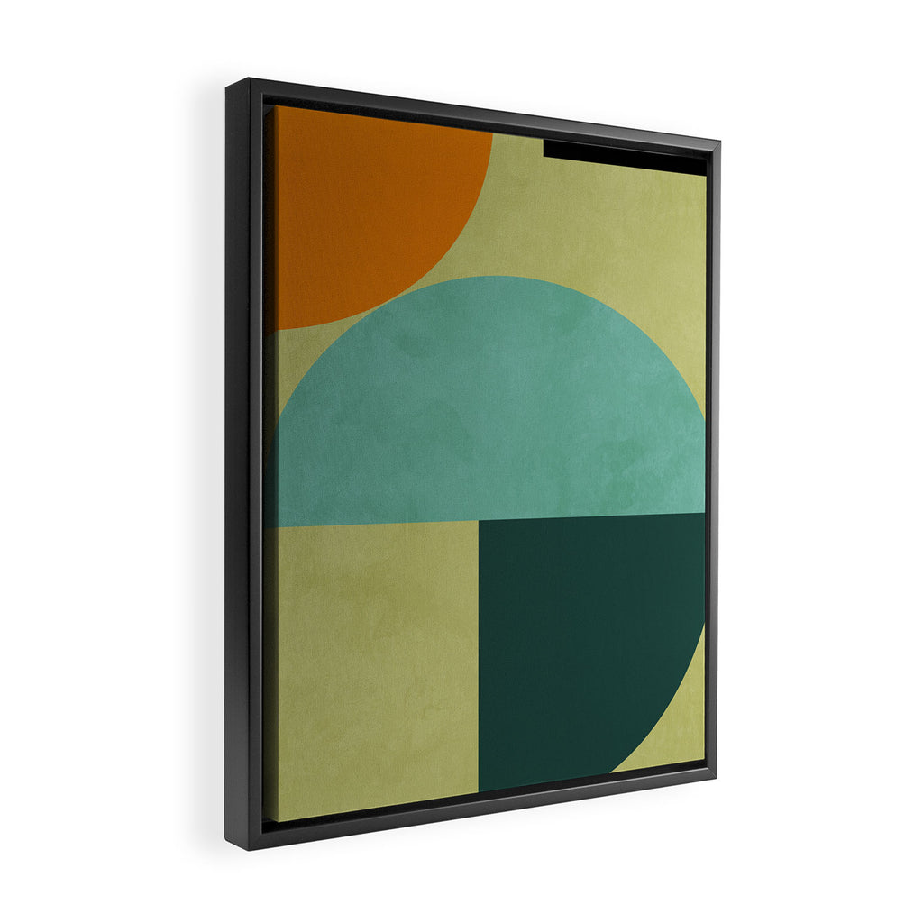 mid mod geometry green teal nature 2 Framed Canvas Print Gallery Image 2