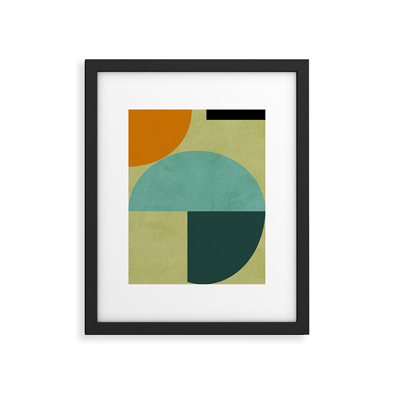 mid mod geometry green teal nature 2 Framed Art Print Gallery Image 5