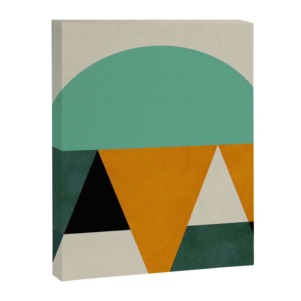 mid mod geometry green teal nature 3 Canvas Print Gallery Image 6