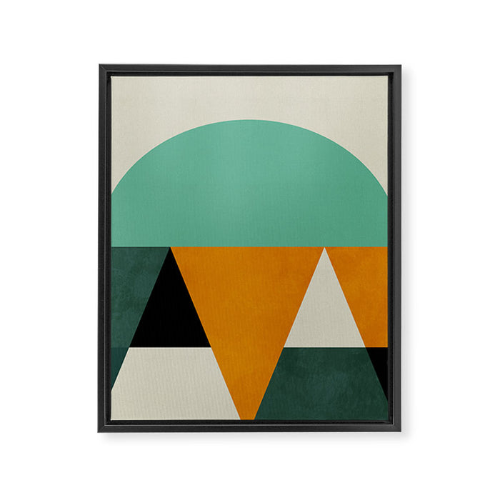 mid mod geometry green teal nature 3 Framed Canvas Print Gallery Image 1