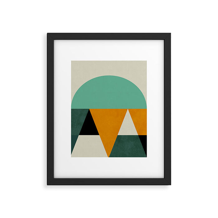 mid mod geometry green teal nature 3 Framed Art Print Gallery Image 1