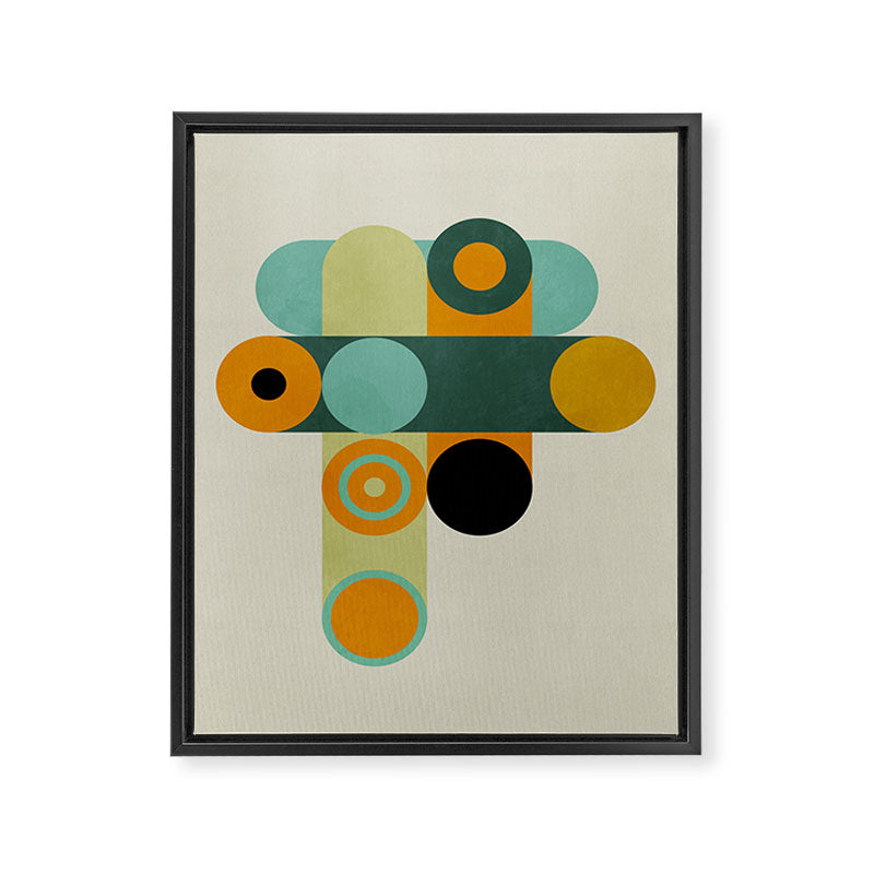 mid mod geometry green teal nature 1 Framed Canvas Print Gallery Image 6