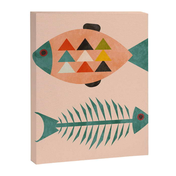mid mod retro fishes pink Canvas Print Gallery Image 1