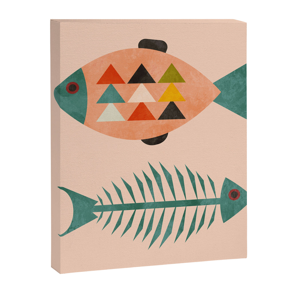 mid mod retro fishes pink Canvas Print Gallery Image 8