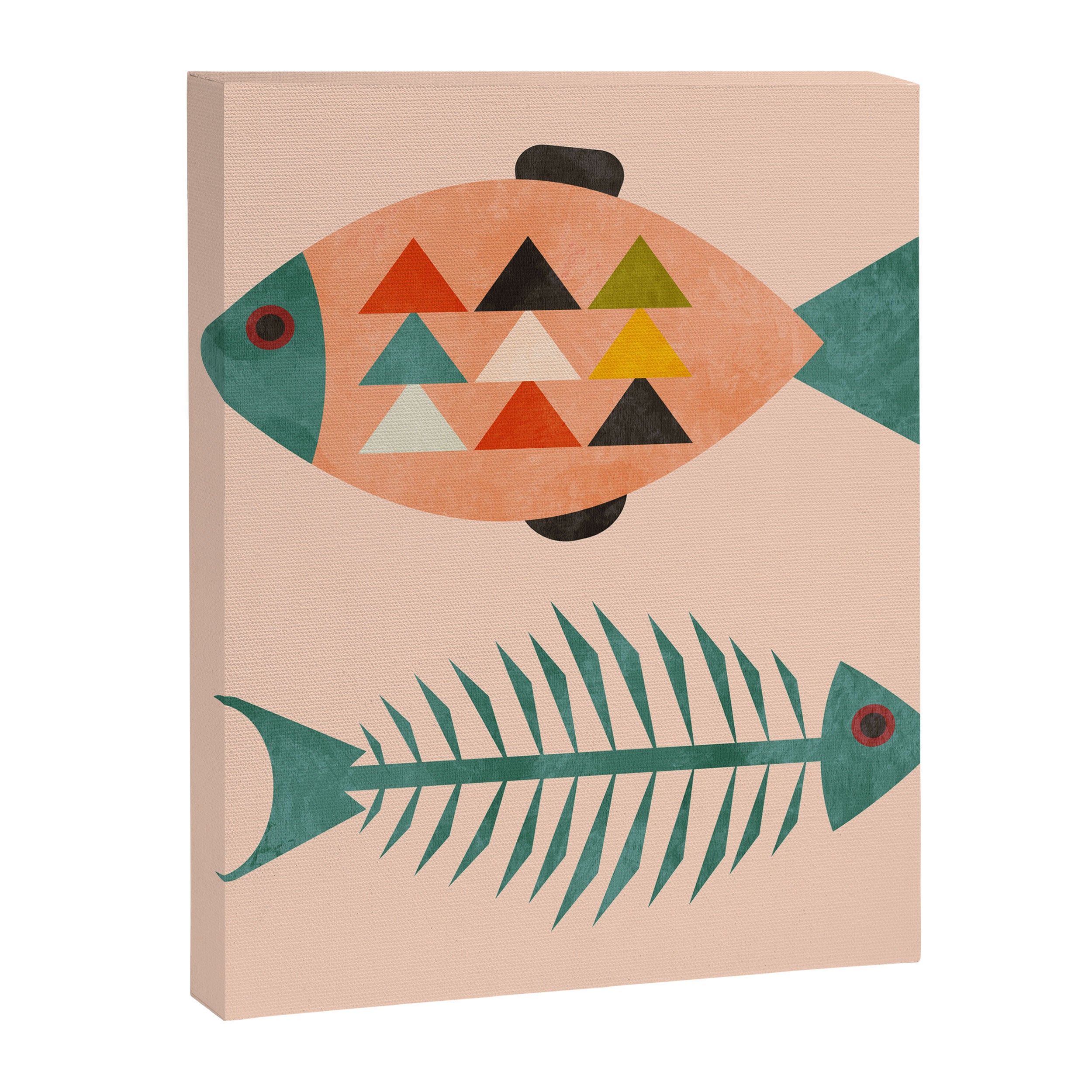 mid mod retro fishes pink Canvas Print Gallery Image 8
