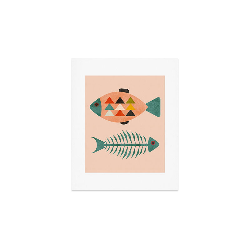 mid mod retro fishes pink Art Print Gallery Image 1