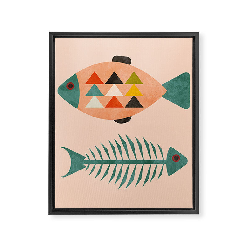 mid mod retro fishes pink Framed Canvas Print Gallery Image 8