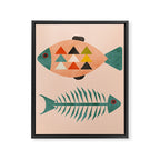mid mod retro fishes pink Framed Canvas Print Gallery Image 8