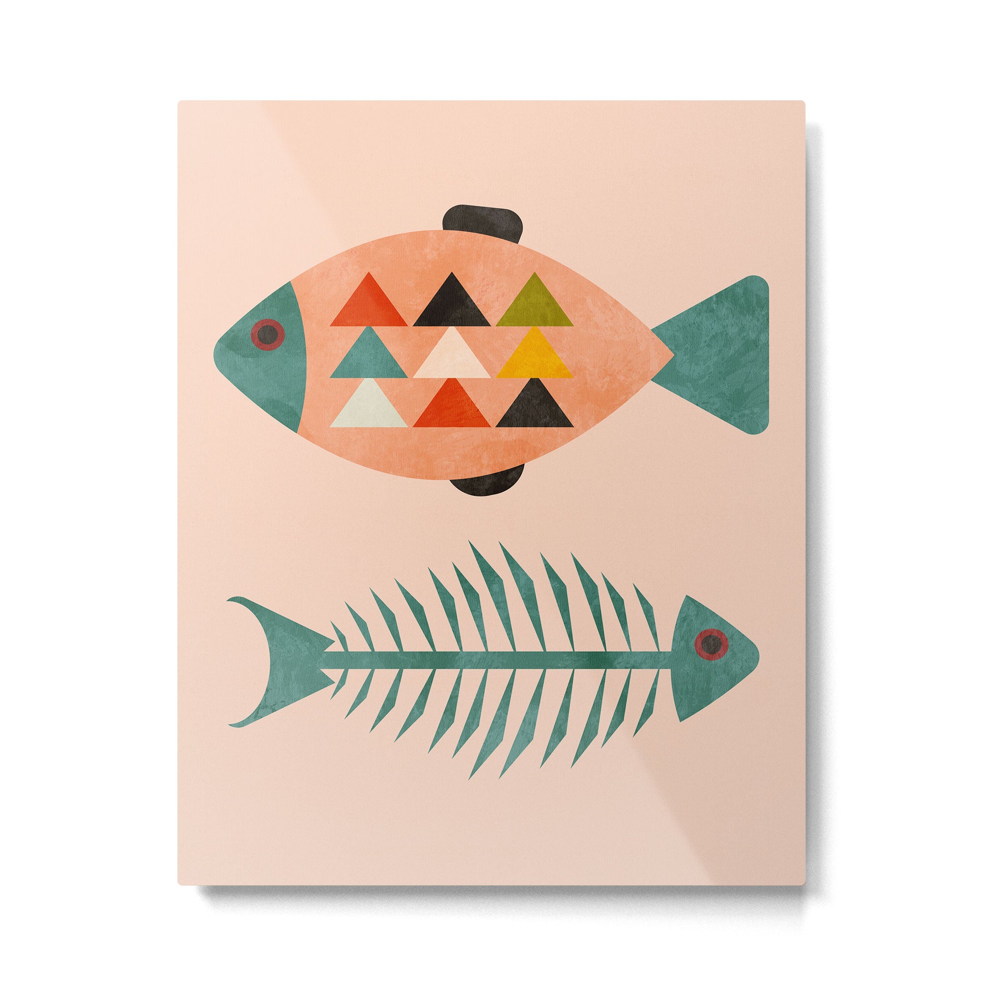 mid mod retro fishes pink Metal Print Gallery Image 6