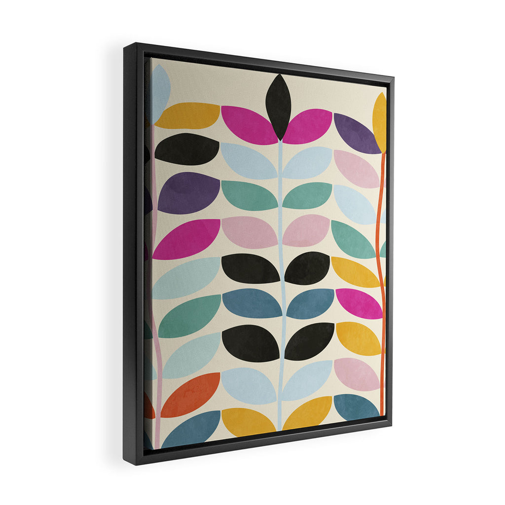 mid modern leaves spring Framed Canvas Print Gallery Image 2