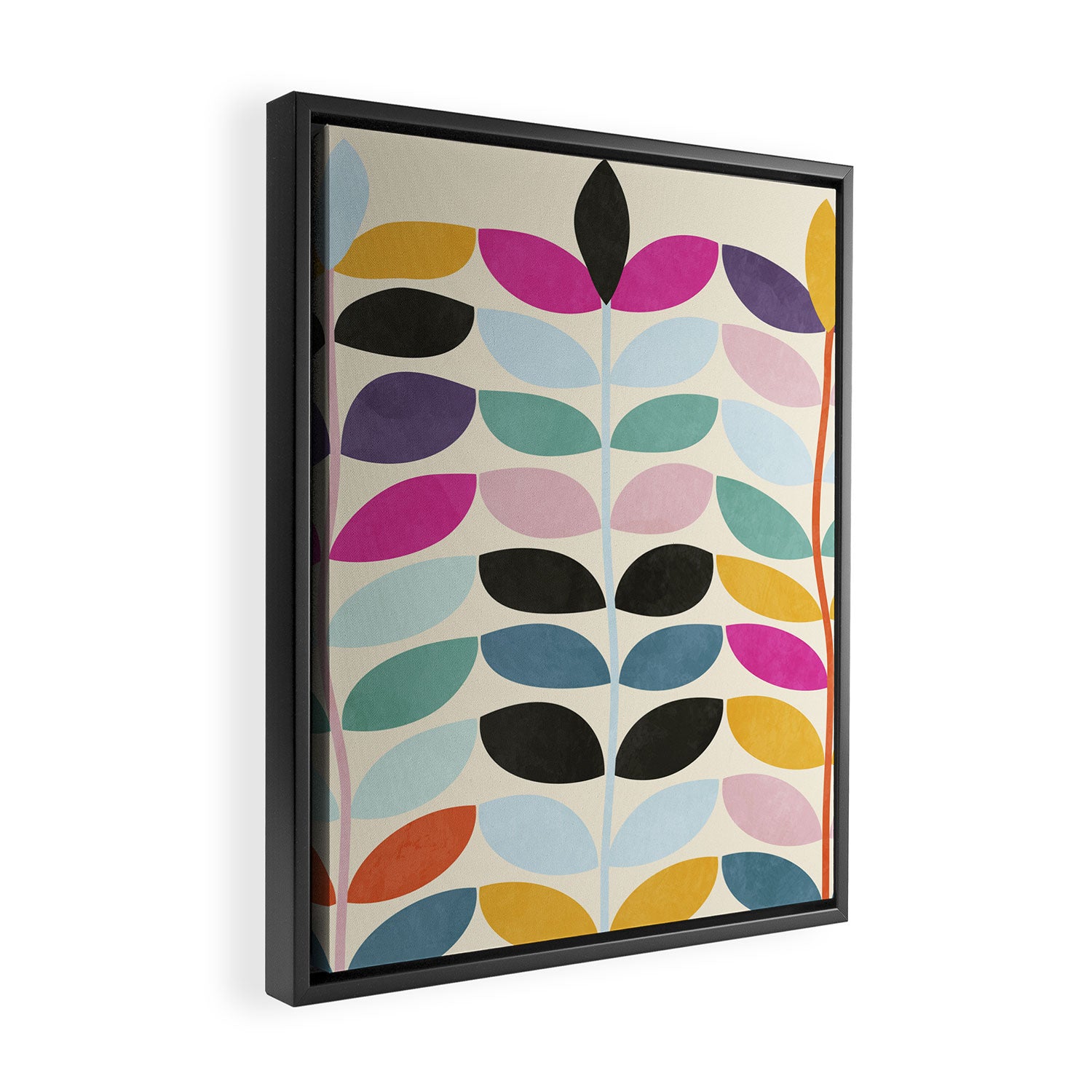 mid modern leaves spring Framed Canvas Print Gallery Image 2