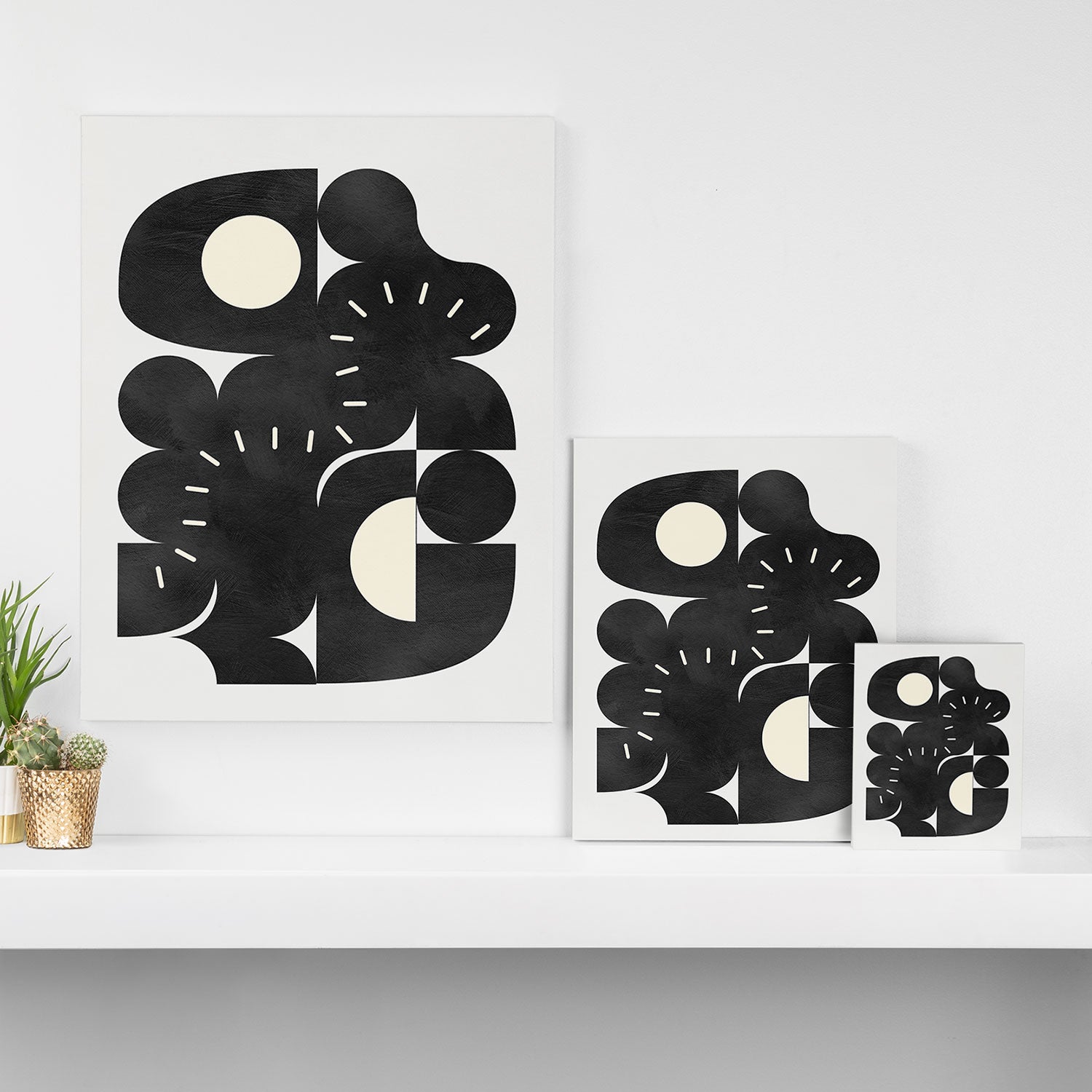 minimal black white shapes mid century Canvas Print Gallery Image 3